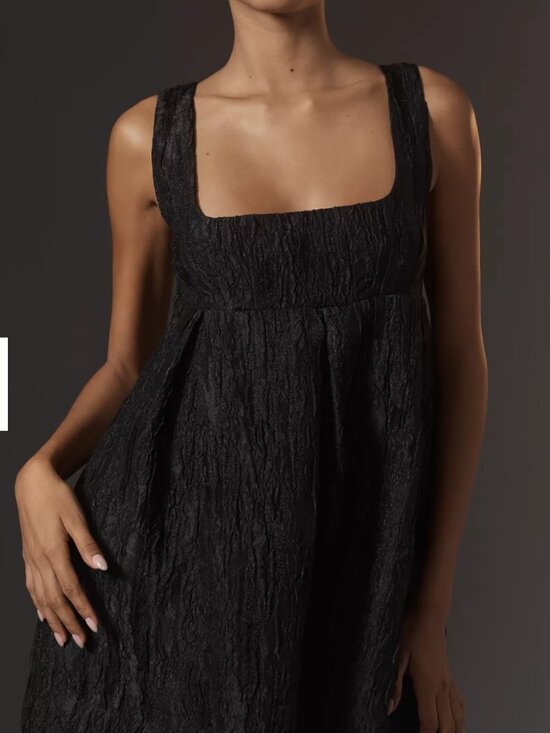 Maeve Dresses & Skirts - Maeve Anthropologie Black Textured Babydoll Mini Cocktail Dress, XL